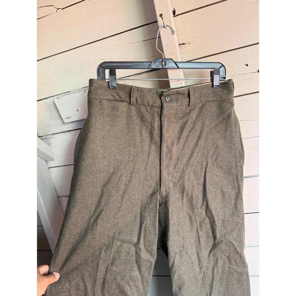 Vintage Military Wool Trousers Mens 32 Olive Drab Field Pants Straight Leg